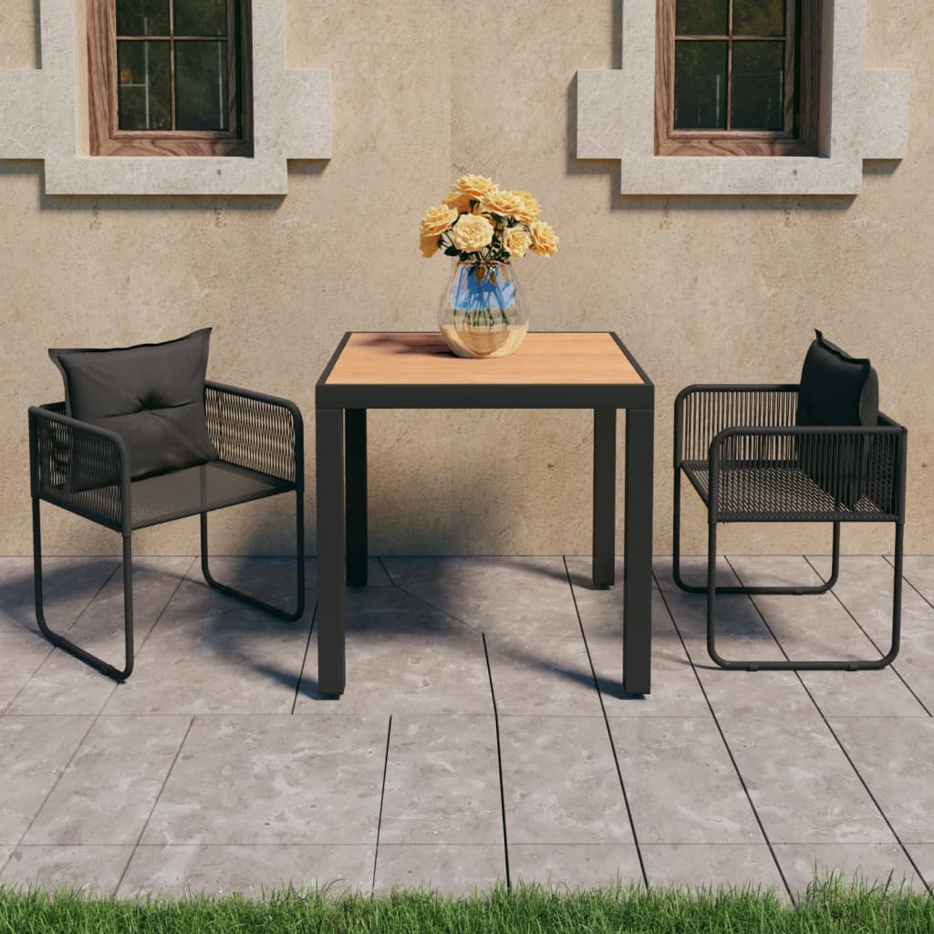 vidaXL 3-częściowy zestaw mebli ogrodowych, rattan PVC, czarno-brązowy