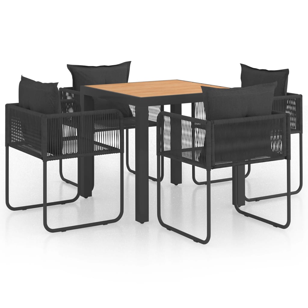 vidaXL 5-częściowy zestaw mebli ogrodowych, rattan PVC, czarno-brązowy