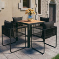 vidaXL 5-częściowy zestaw mebli ogrodowych, rattan PVC, czarno-brązowy