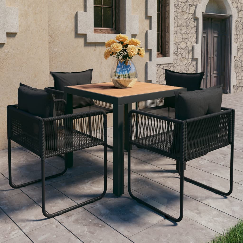 vidaXL 5-częściowy zestaw mebli ogrodowych, rattan PVC, czarno-brązowy