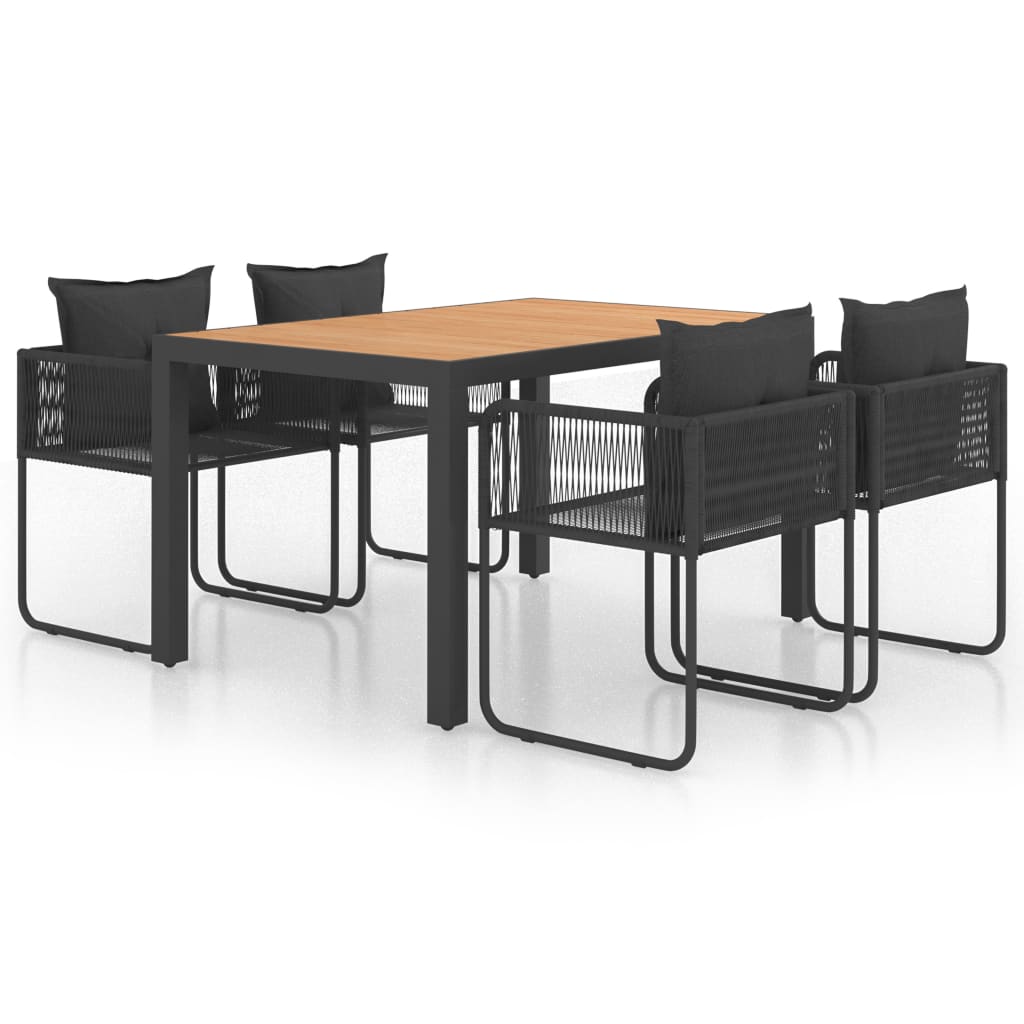 vidaXL 5-częściowy zestaw mebli ogrodowych, rattan PVC, czarno-brązowy