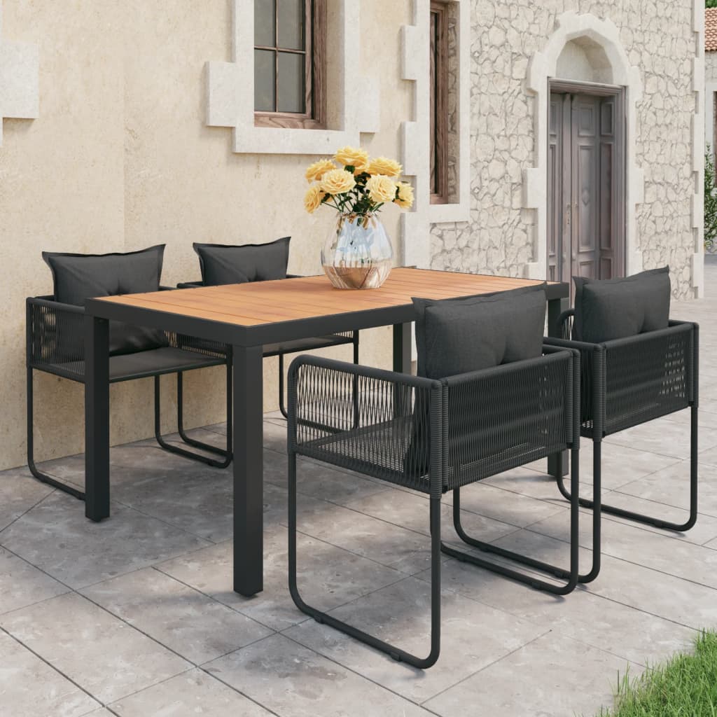 vidaXL 5-częściowy zestaw mebli ogrodowych, rattan PVC, czarno-brązowy