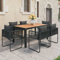 vidaXL 7-częściowy zestaw mebli ogrodowych, rattan PVC, czarno-brązowy