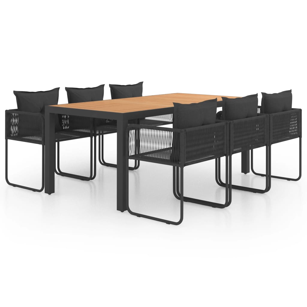 vidaXL 7-częściowy zestaw mebli ogrodowych, rattan PVC, czarno-brązowy