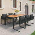 vidaXL 7-częściowy zestaw mebli ogrodowych, rattan PVC, czarno-brązowy