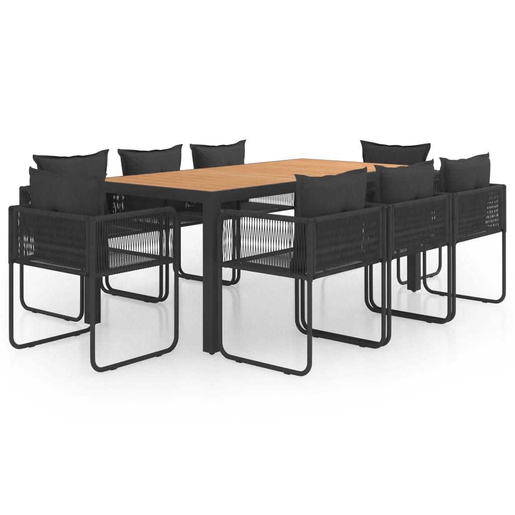 vidaXL 9-częściowy zestaw mebli ogrodowych, rattan PVC, czarno-brązowy