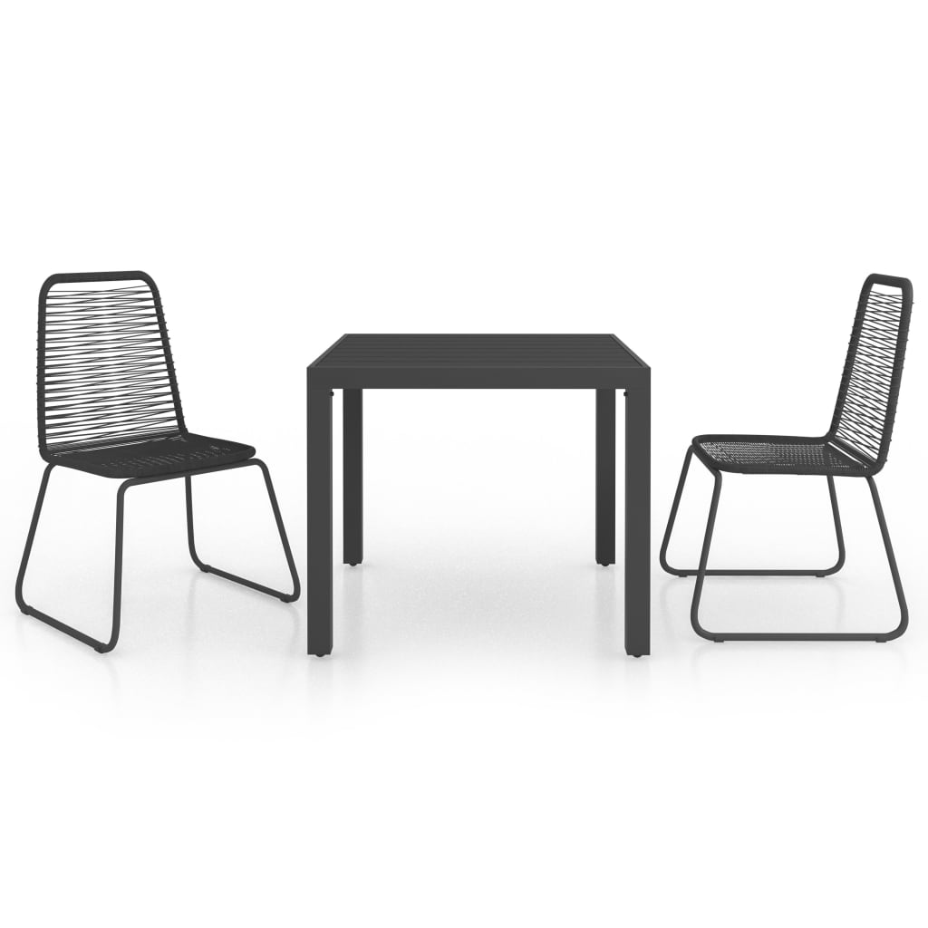vidaXL 3-częściowy zestaw mebli ogrodowych, rattan PVC, czarny