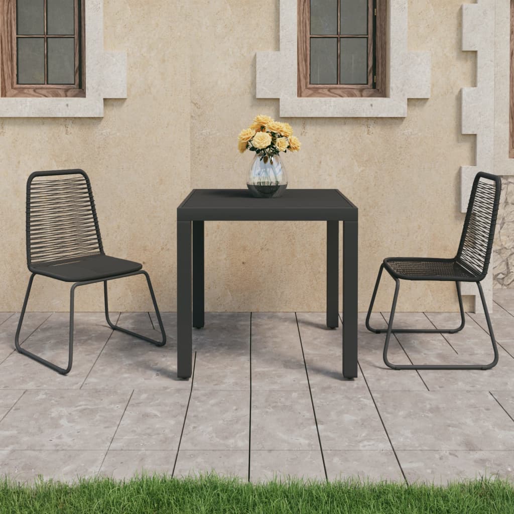 vidaXL 3-częściowy zestaw mebli ogrodowych, rattan PVC, czarny