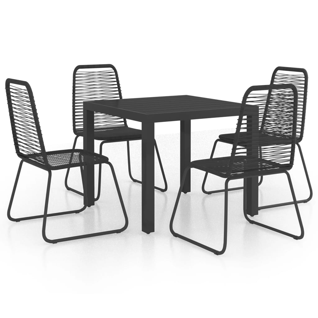 vidaXL 5-częściowy zestaw mebli ogrodowych, rattan PVC, czarny