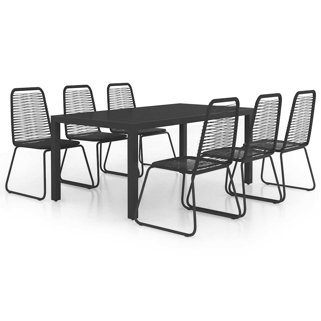 vidaXL 7-częściowy zestaw mebli ogrodowych, rattan PVC, czarny