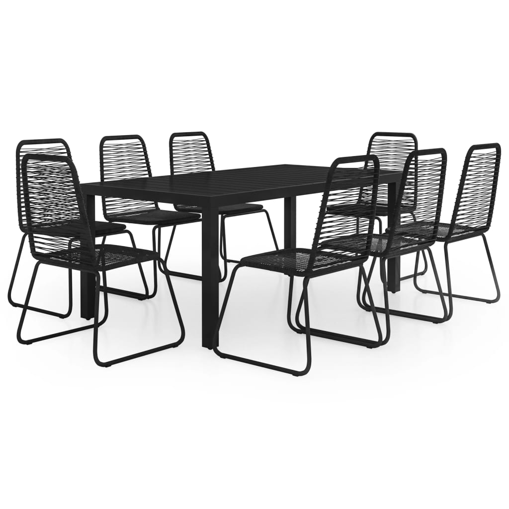 vidaXL 9-częściowy zestaw mebli ogrodowych, rattan PVC, czarny