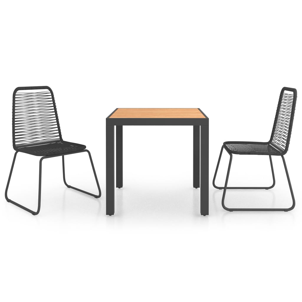 vidaXL 3-częściowy zestaw mebli ogrodowych, rattan PVC, czarno-brązowy