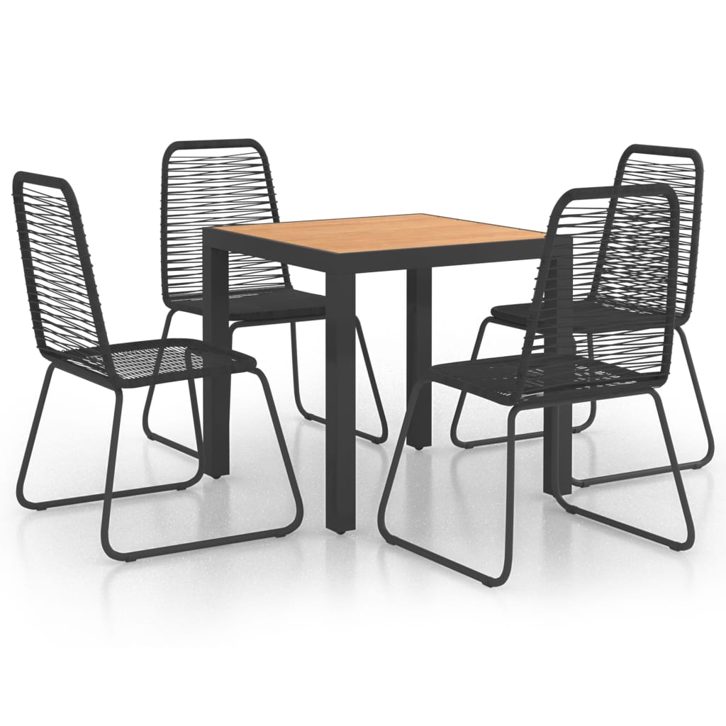 vidaXL 5-częściowy zestaw mebli ogrodowych, rattan PVC, czarno-brązowy