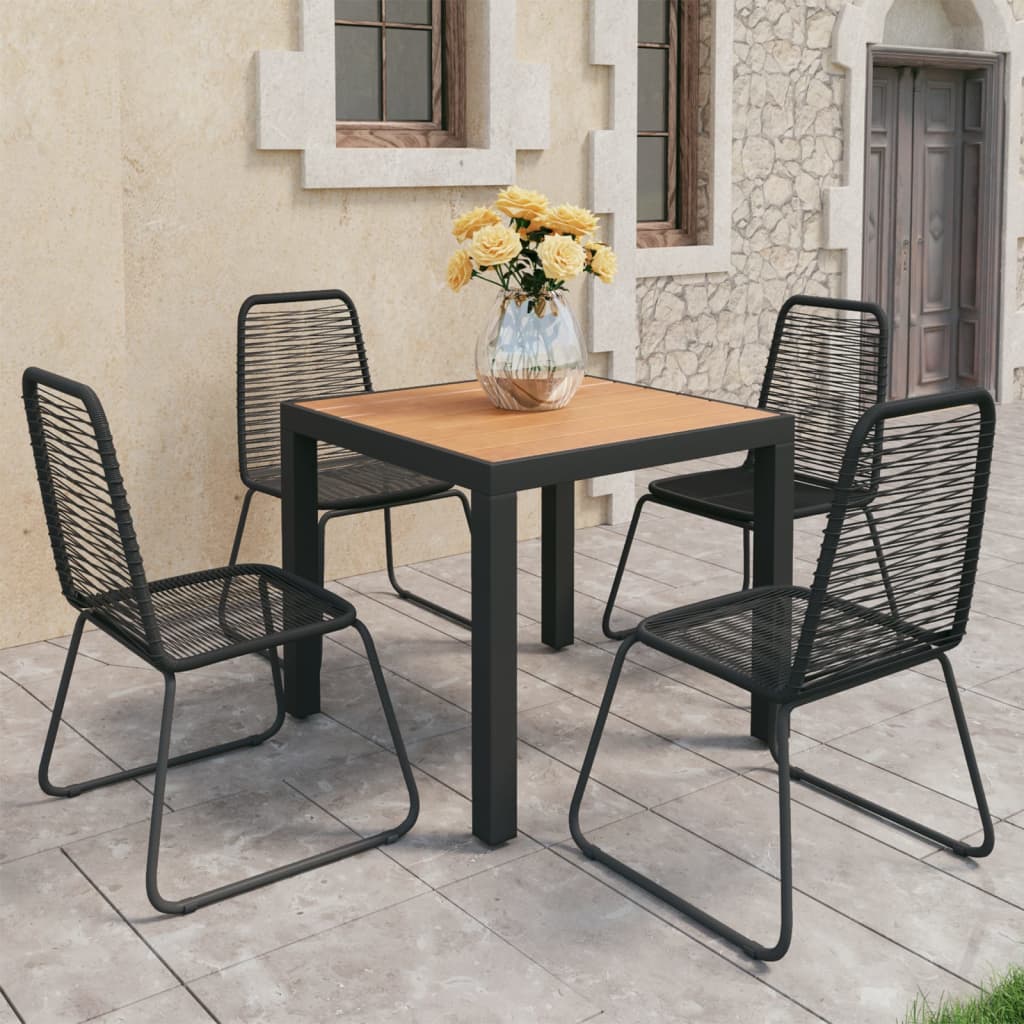 vidaXL 5-częściowy zestaw mebli ogrodowych, rattan PVC, czarno-brązowy