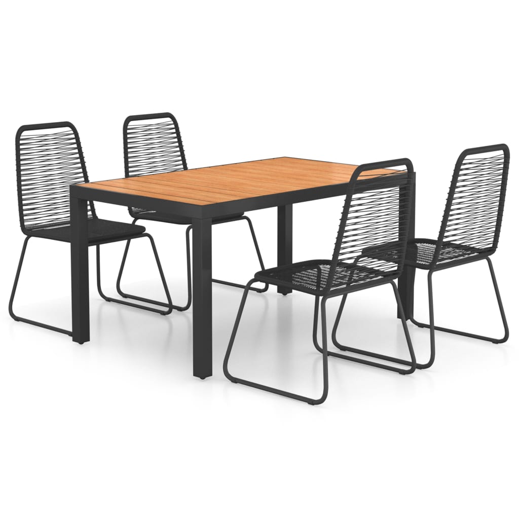 vidaXL 5-częściowy zestaw mebli ogrodowych, rattan PVC, czarno-brązowy