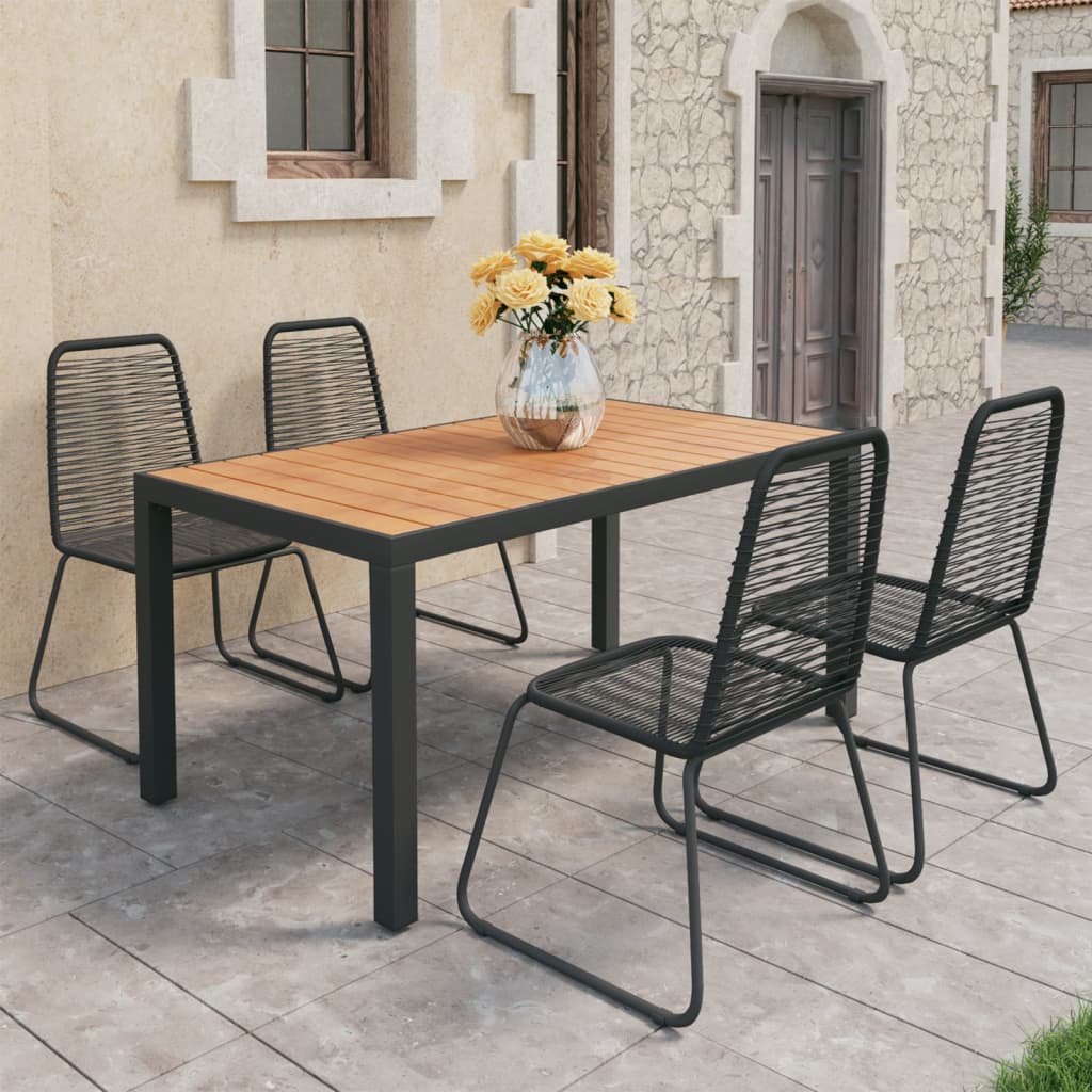 vidaXL 5-częściowy zestaw mebli ogrodowych, rattan PVC, czarno-brązowy