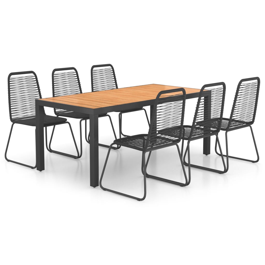 vidaXL 7-częściowy zestaw mebli ogrodowych, rattan PVC, czarno-brązowy