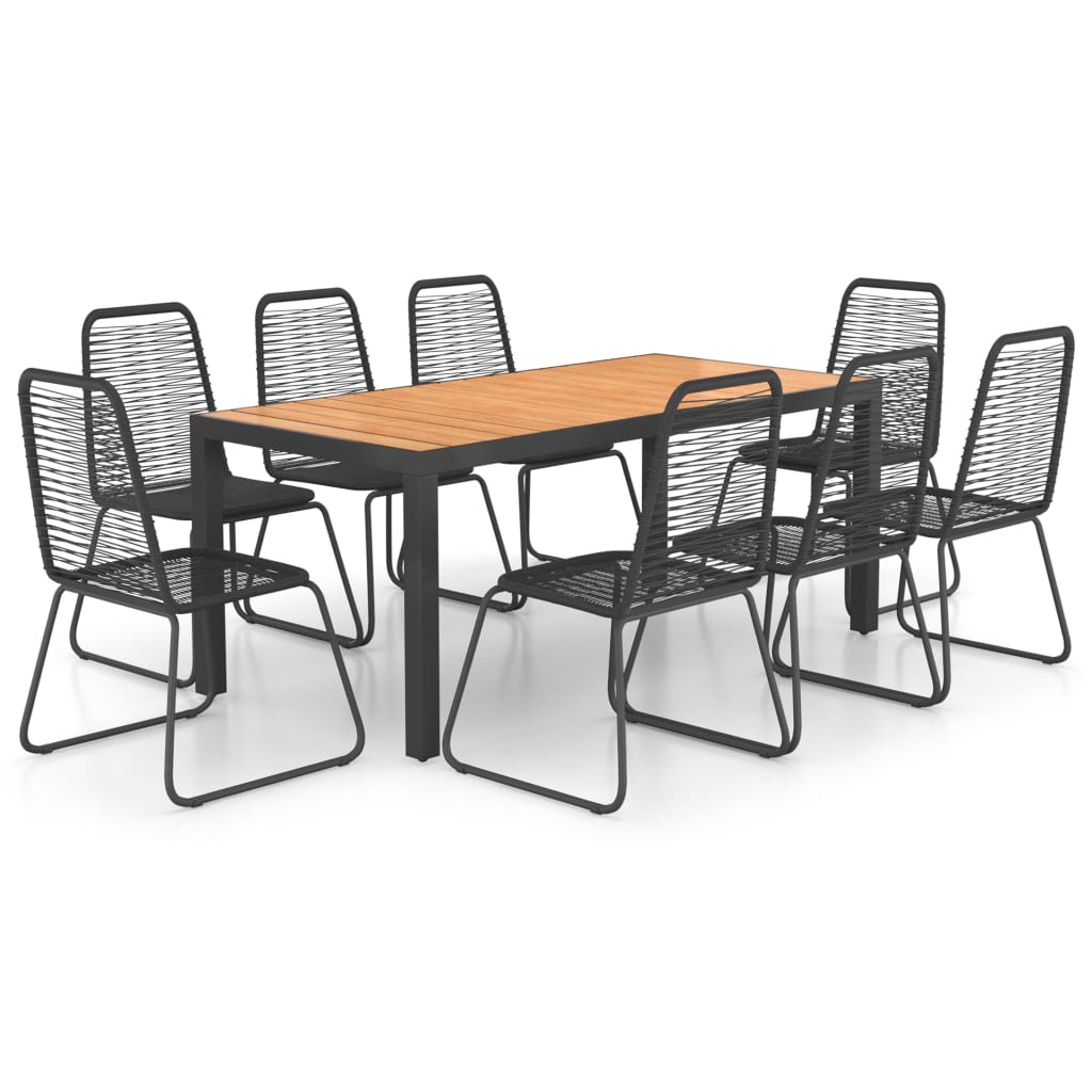 vidaXL 9-częściowy zestaw mebli ogrodowych, rattan PVC, czarno-brązowy