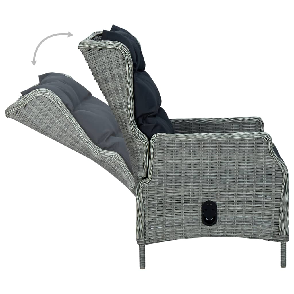 vidaXL 9-cz. zestaw mebli ogrodowych, poduszki, rattan PE, jasnoszary