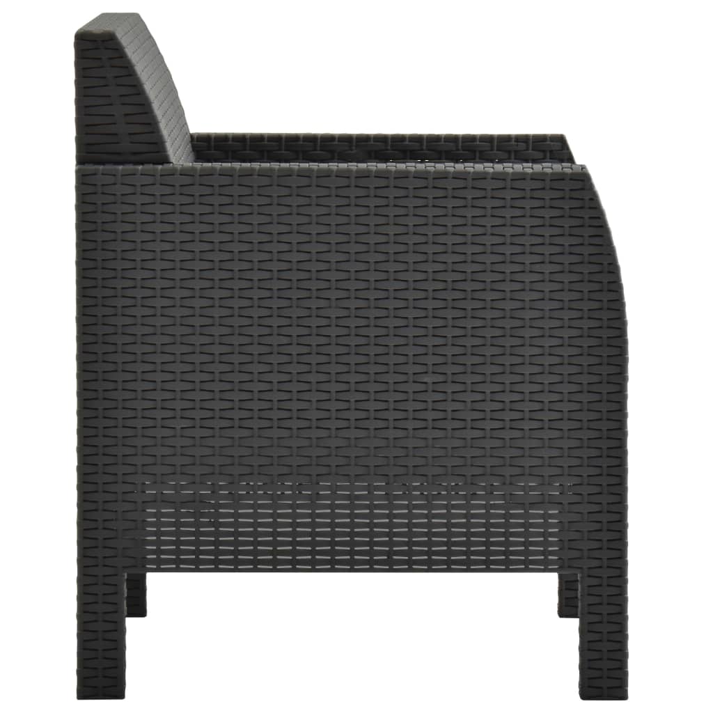 vidaXL Krzesło ogrodowe z poduszką antracytowe 63x65x76 cm PP Rattan