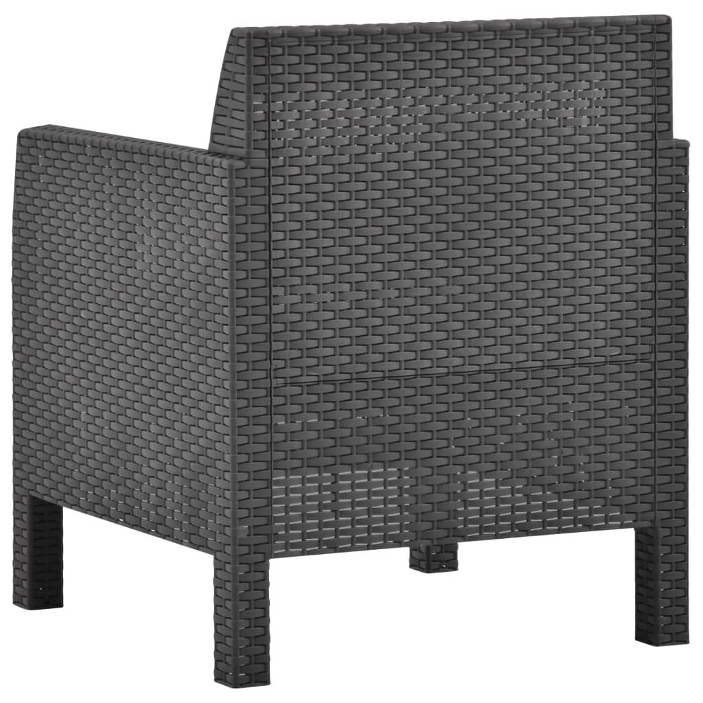 vidaXL Krzesło ogrodowe z poduszką antracytowe 63x65x76 cm PP Rattan