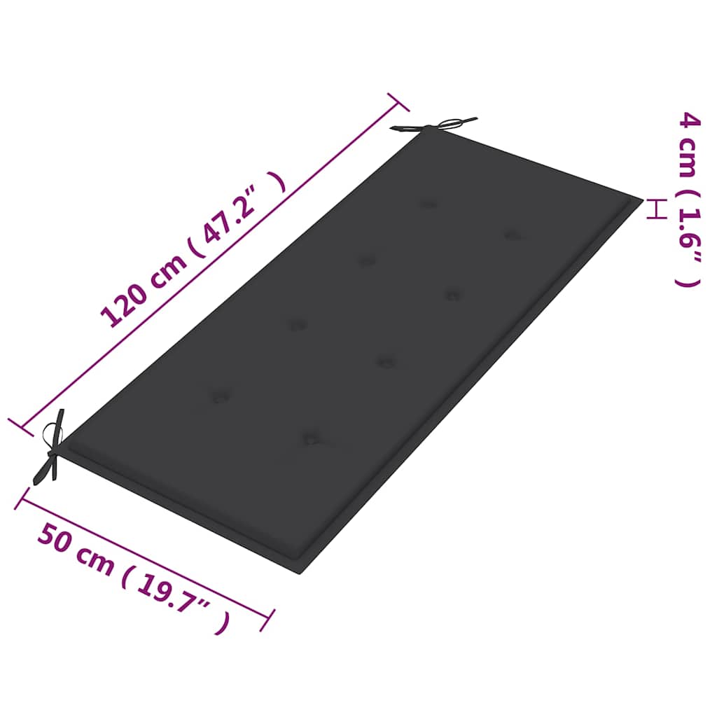 vidaXL 2-os. ławka ogrodowa z poduszką, 120 cm, lity eukaliptus