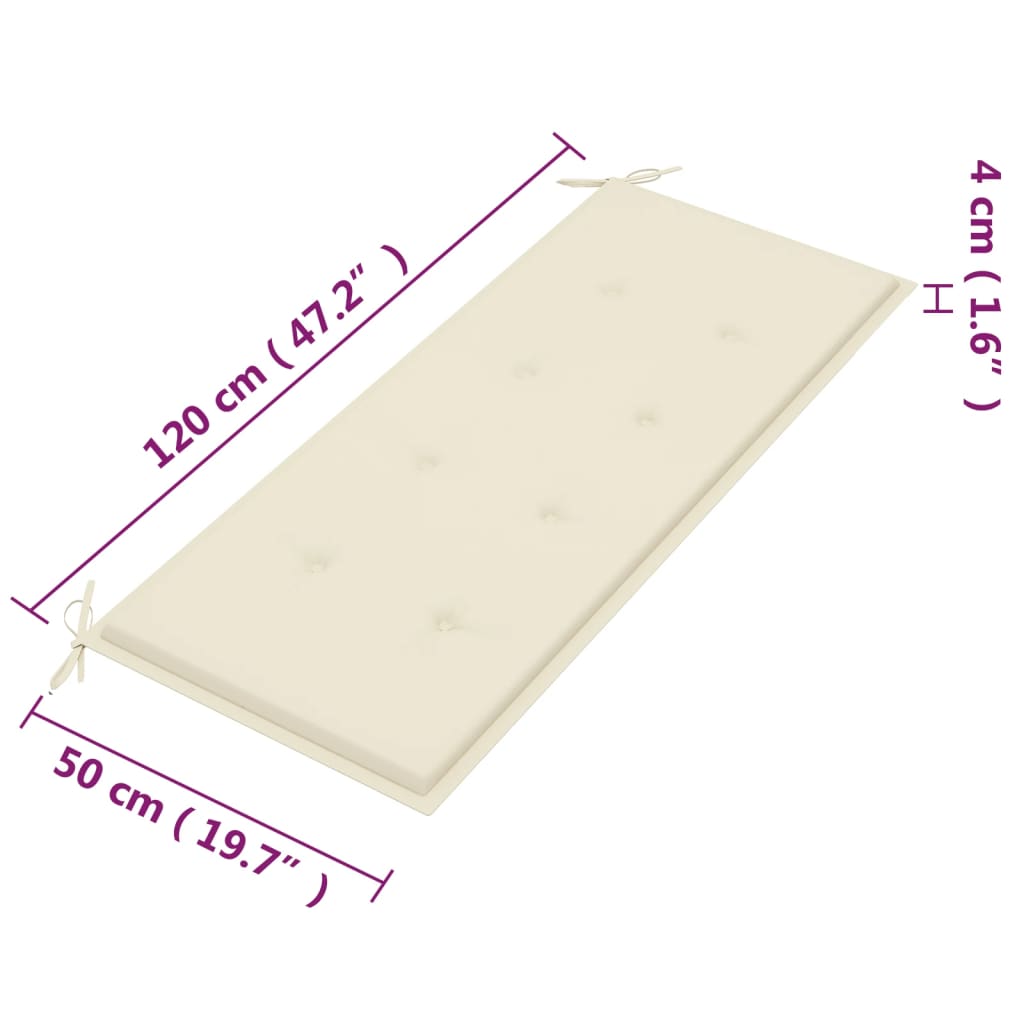 vidaXL 2-os. ławka ogrodowa z poduszką, 120 cm, lity eukaliptus