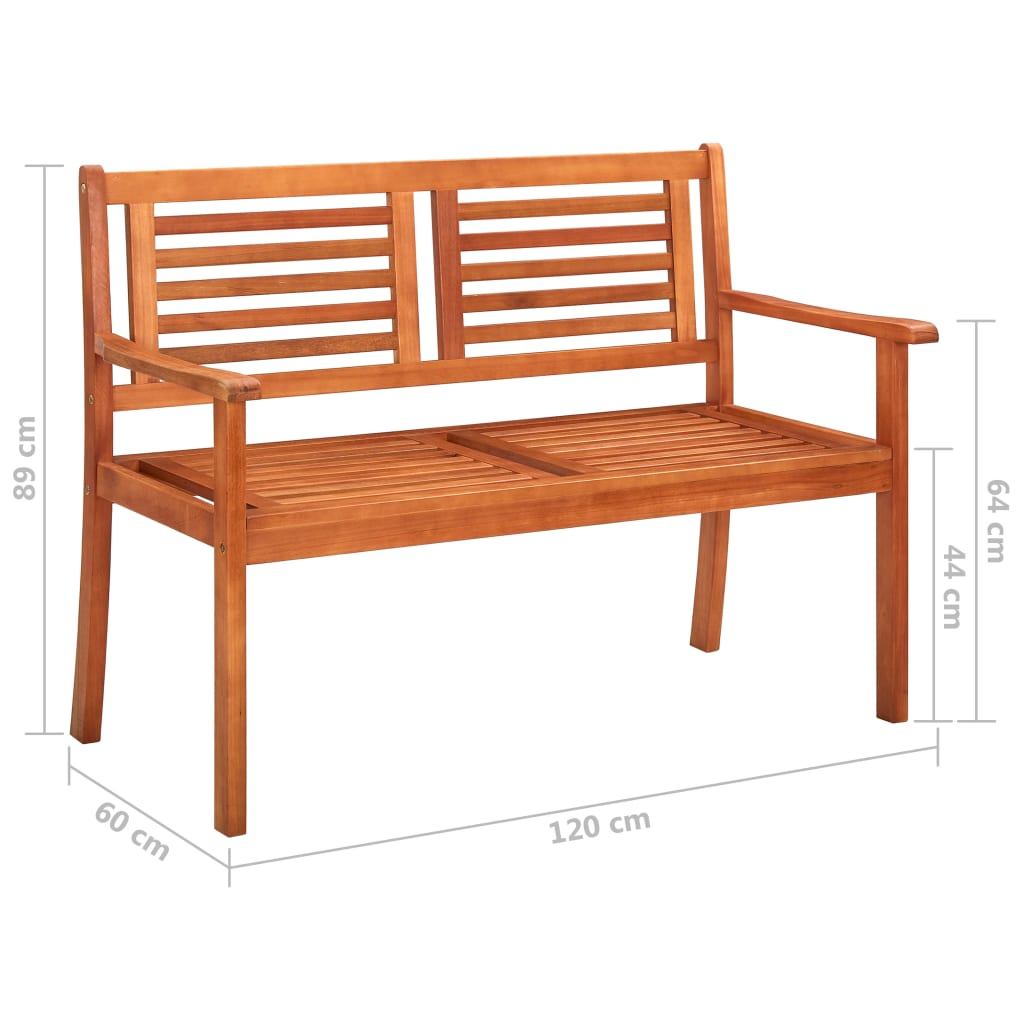 vidaXL 2-os. ławka ogrodowa z poduszką, 120 cm, lity eukaliptus