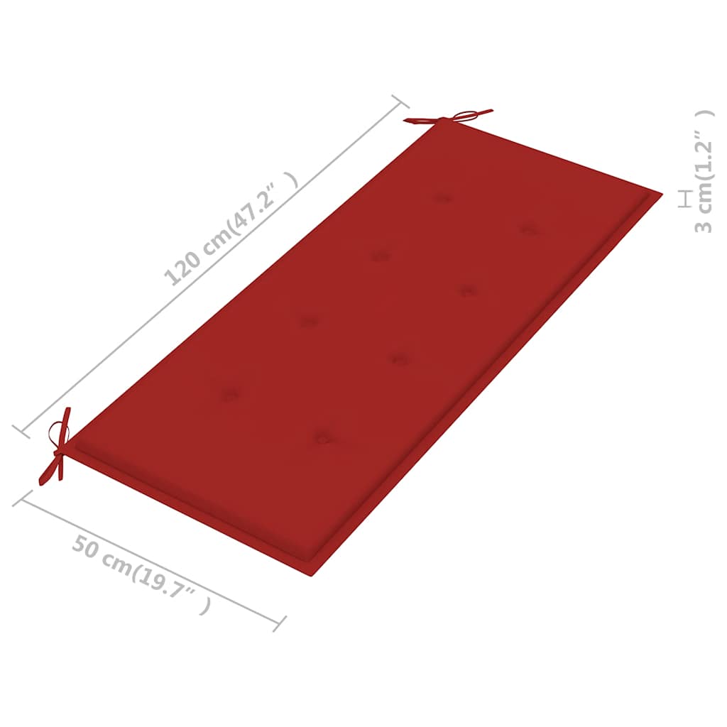 vidaXL 2-os. ławka ogrodowa z poduszką, 120 cm, lity eukaliptus