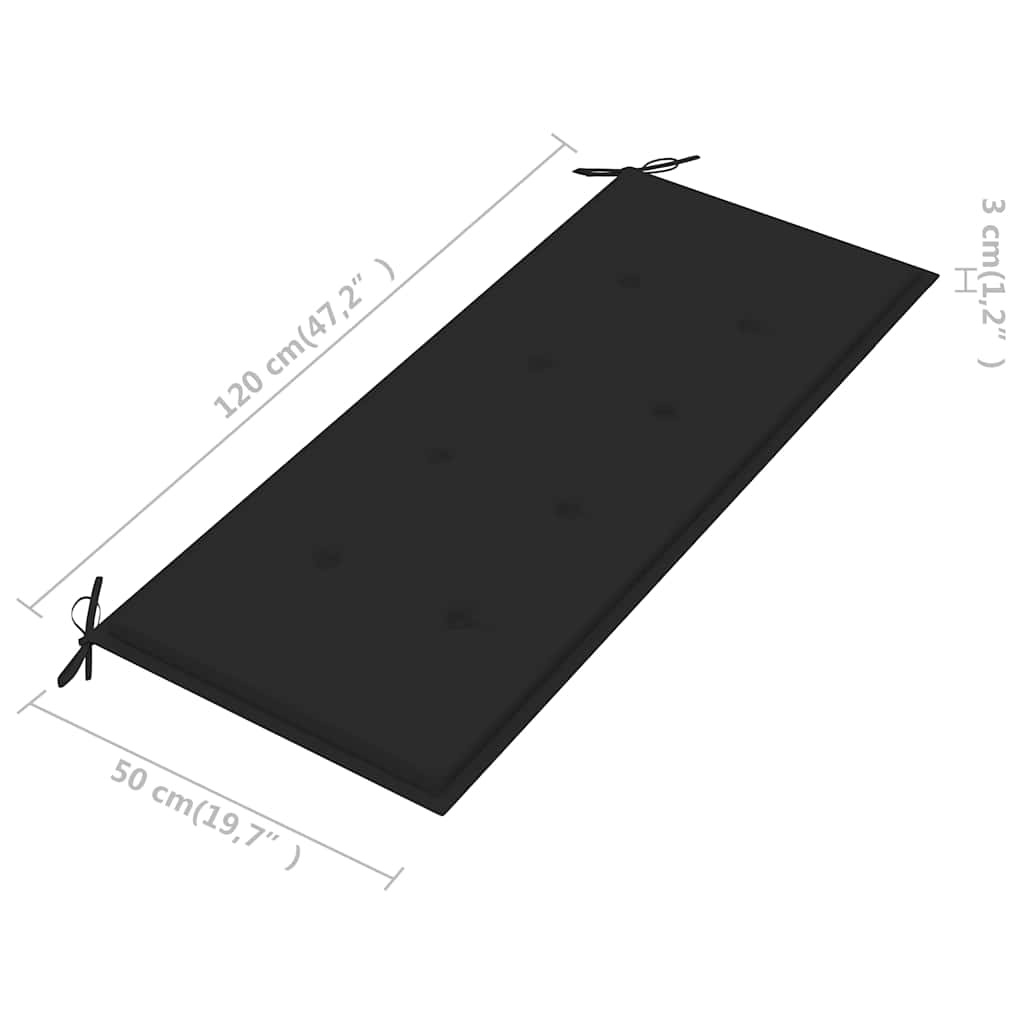 vidaXL 2-os. ławka ogrodowa z poduszką, 120 cm, lity eukaliptus