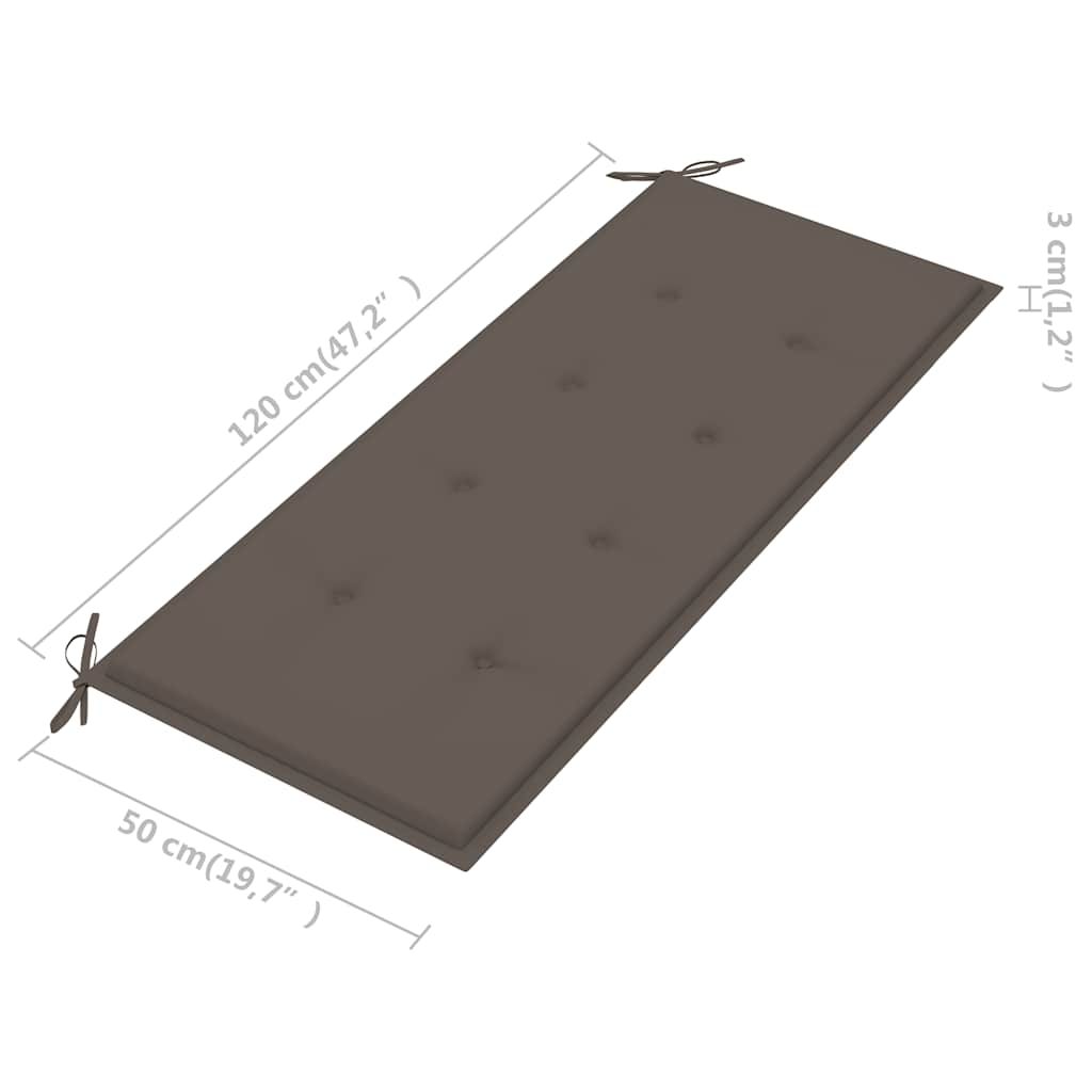vidaXL 2-os. ławka ogrodowa z poduszką, 120 cm, lity eukaliptus
