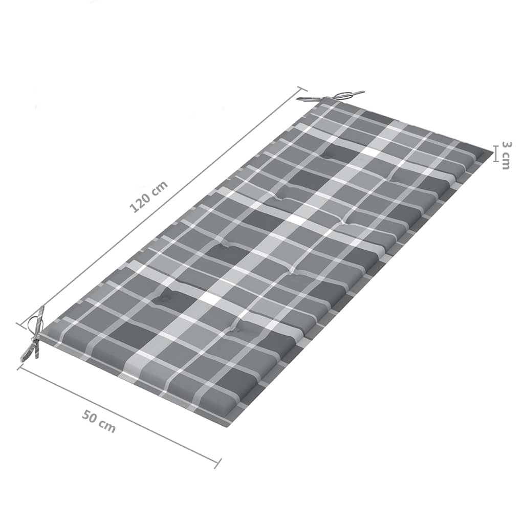 vidaXL 2-os. ławka ogrodowa z poduszką, 120 cm, lity eukaliptus
