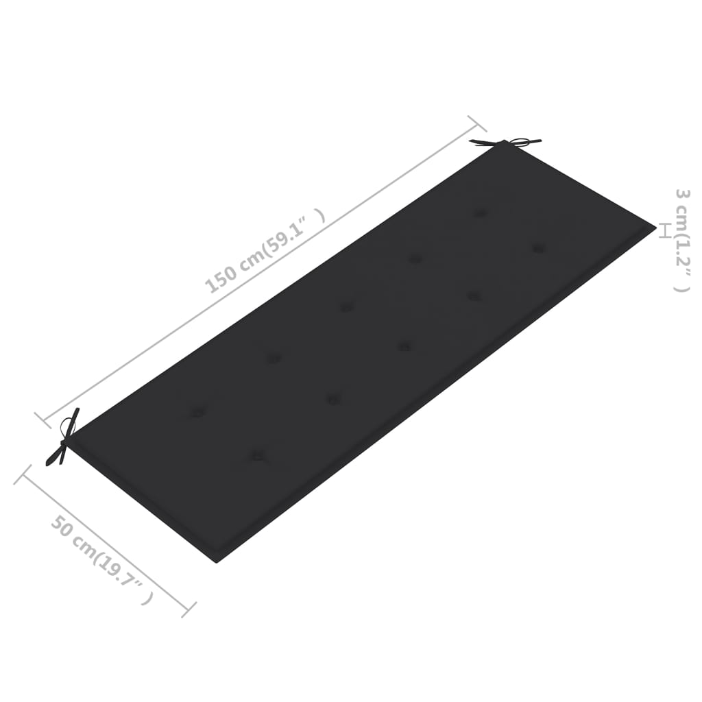 vidaXL 3-os. ławka ogrodowa z poduszką, 150 cm, lity eukaliptus