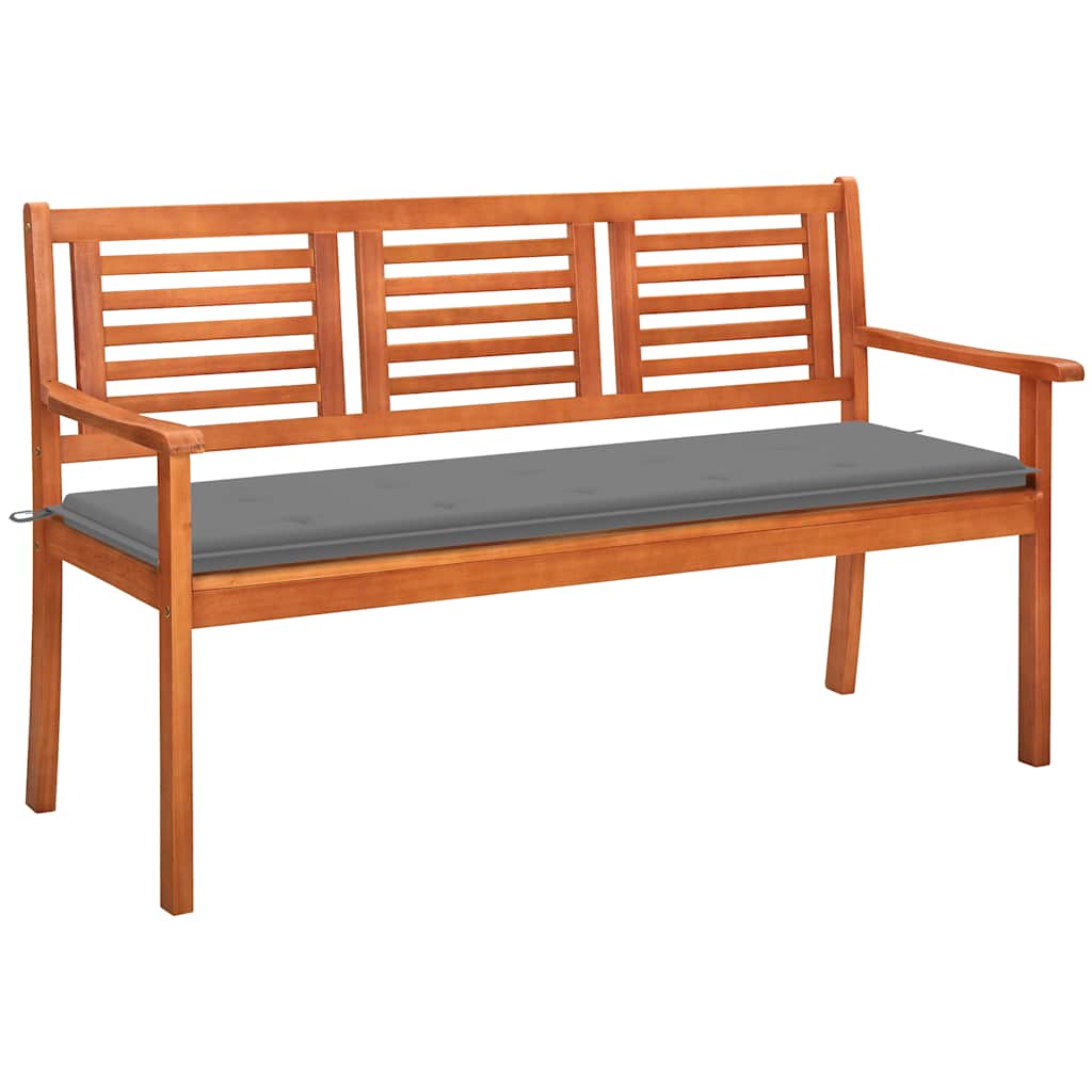 vidaXL 3-os. ławka ogrodowa z poduszką, 150 cm, lity eukaliptus