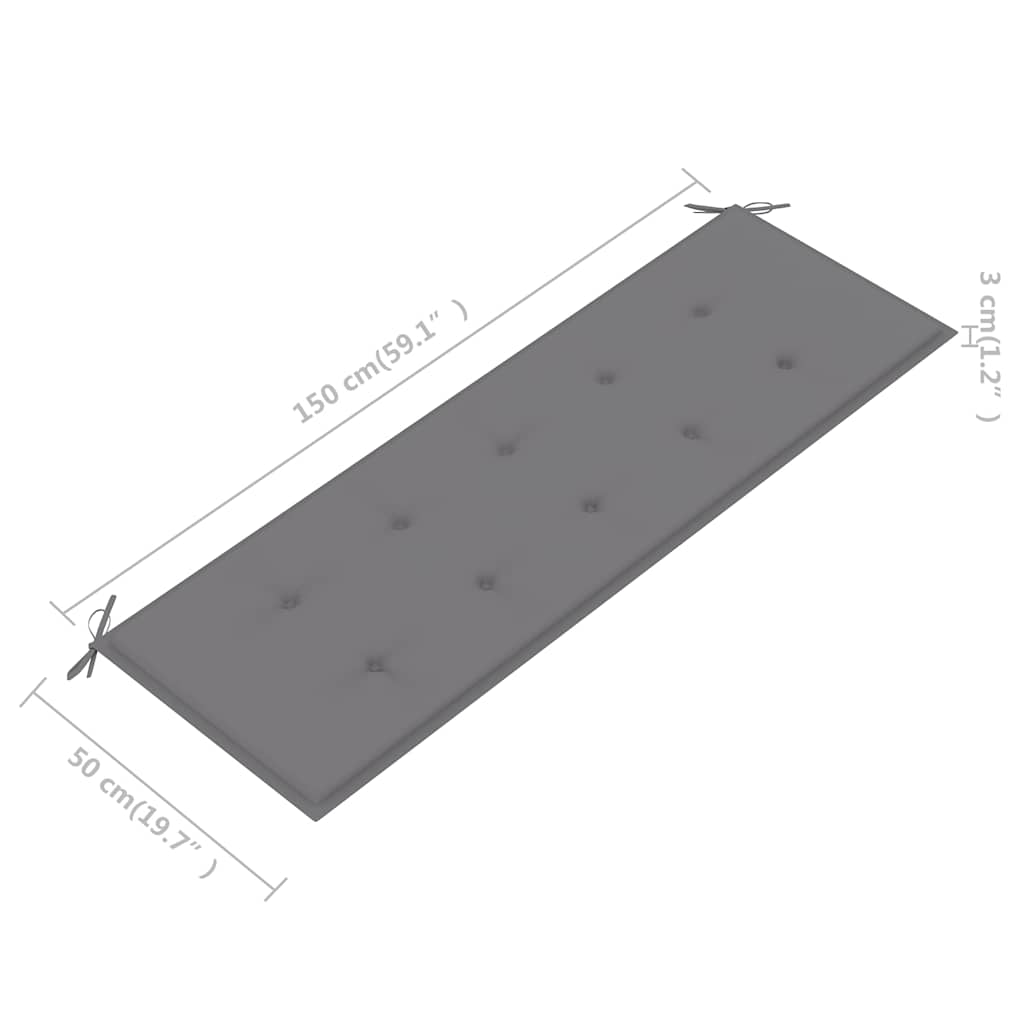 vidaXL 3-os. ławka ogrodowa z poduszką, 150 cm, lity eukaliptus