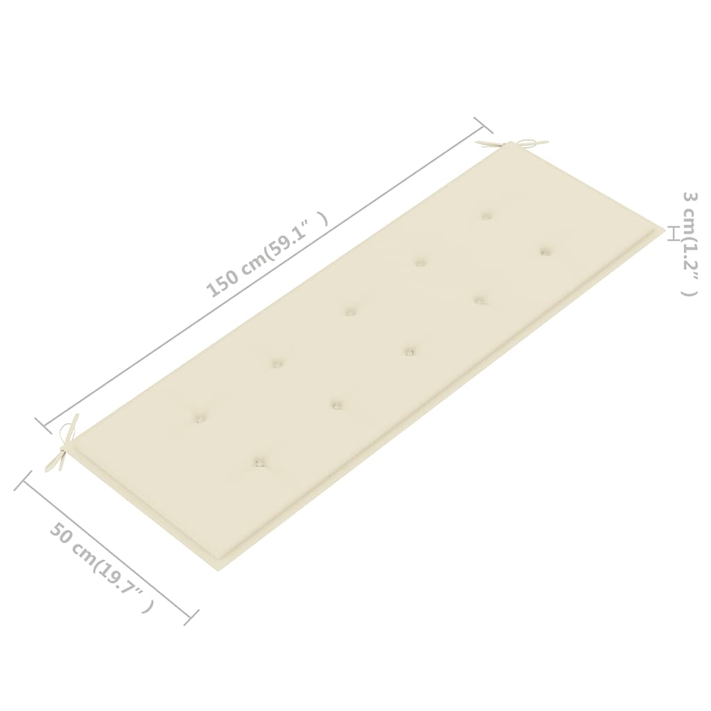 vidaXL 3-os. ławka ogrodowa z poduszką, 150 cm, lity eukaliptus