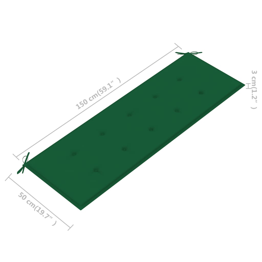 vidaXL 3-os. ławka ogrodowa z poduszką, 150 cm, lity eukaliptus