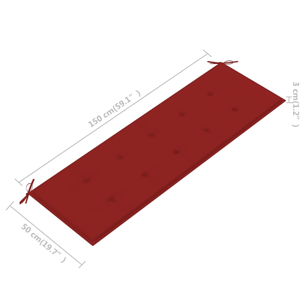 vidaXL 3-os. ławka ogrodowa z poduszką, 150 cm, lity eukaliptus