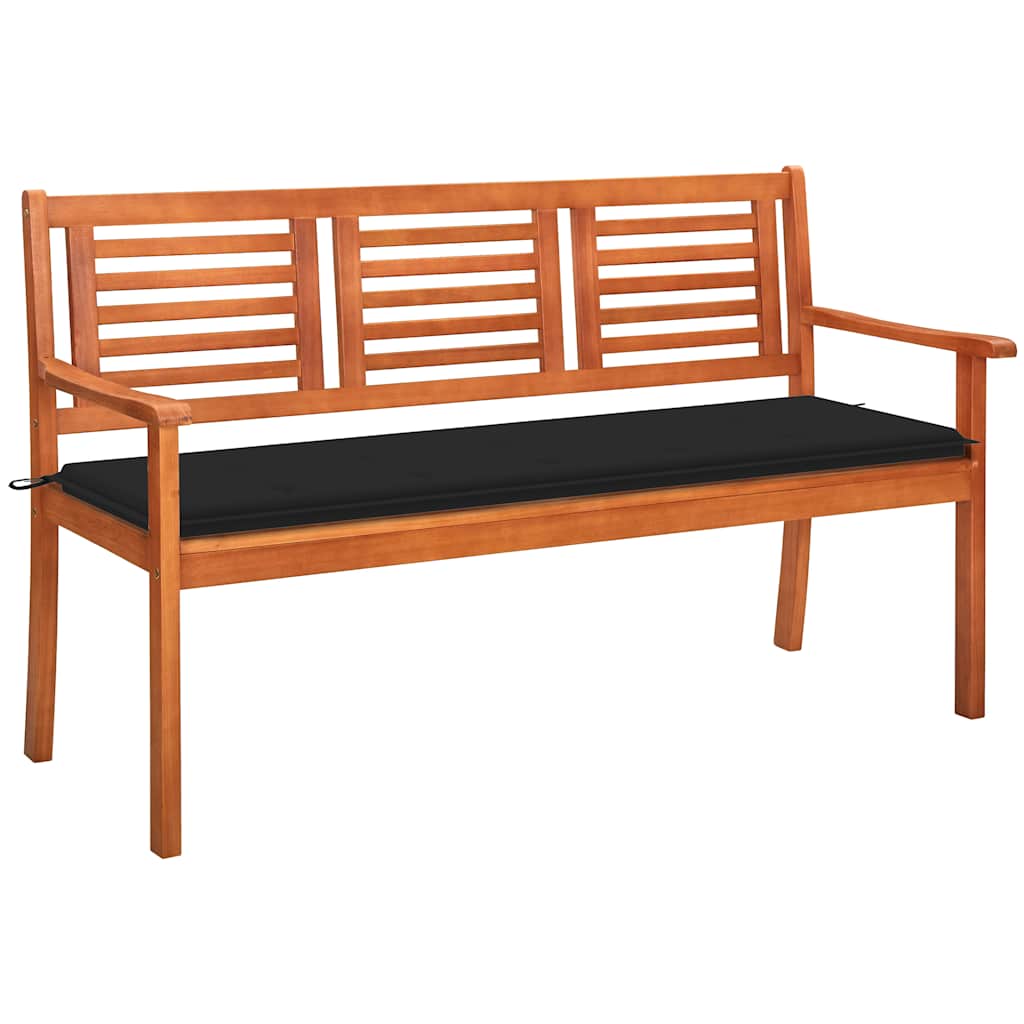 vidaXL 3-os. ławka ogrodowa z poduszką, 150 cm, lity eukaliptus