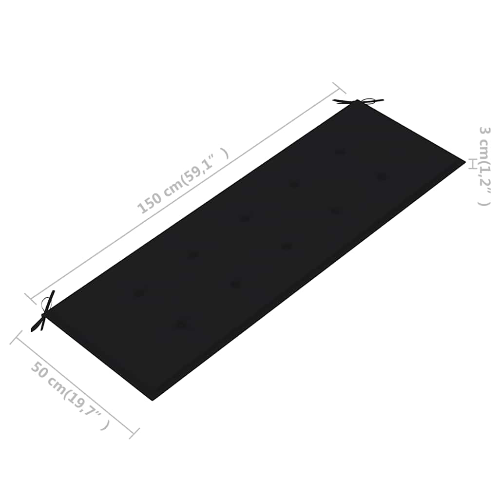 vidaXL 3-os. ławka ogrodowa z poduszką, 150 cm, lity eukaliptus
