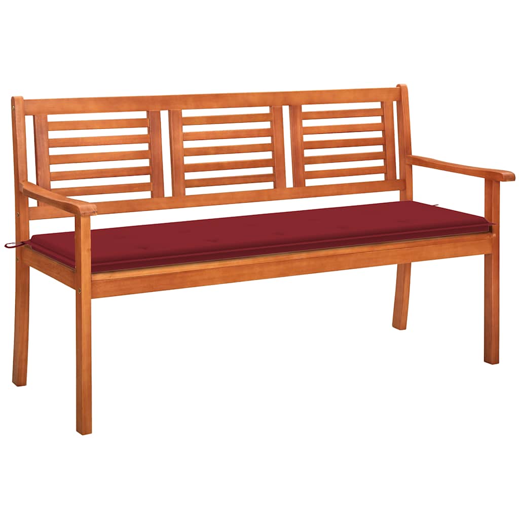 vidaXL 3-os. ławka ogrodowa z poduszką, 150 cm, lity eukaliptus