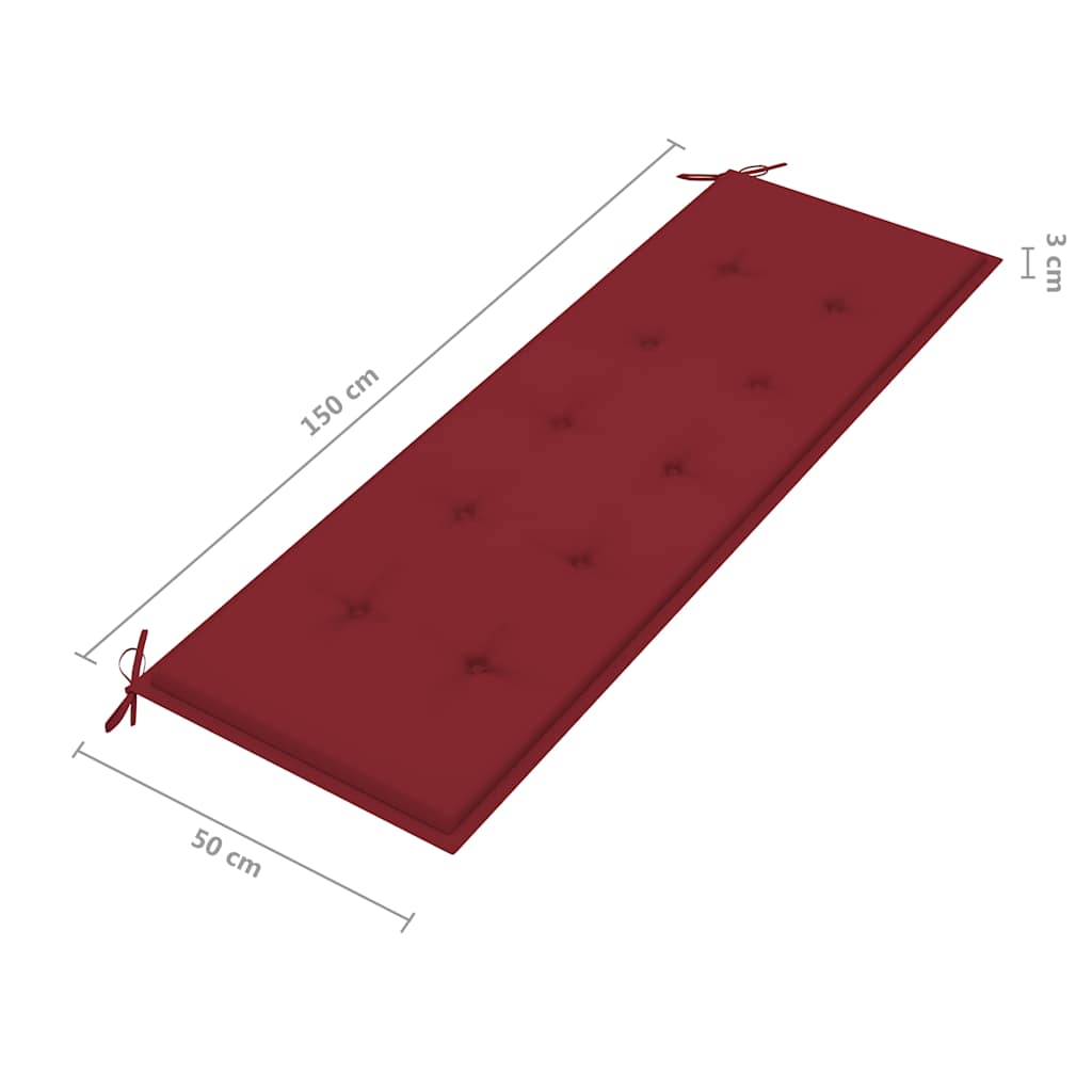 vidaXL 3-os. ławka ogrodowa z poduszką, 150 cm, lity eukaliptus