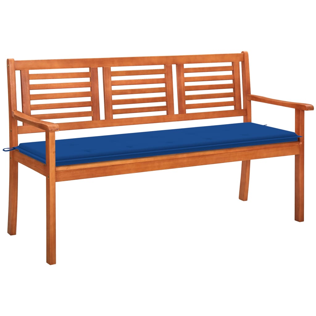 vidaXL 3-os. ławka ogrodowa z poduszką, 150 cm, lity eukaliptus