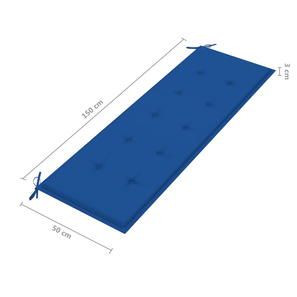 vidaXL 3-os. ławka ogrodowa z poduszką, 150 cm, lity eukaliptus