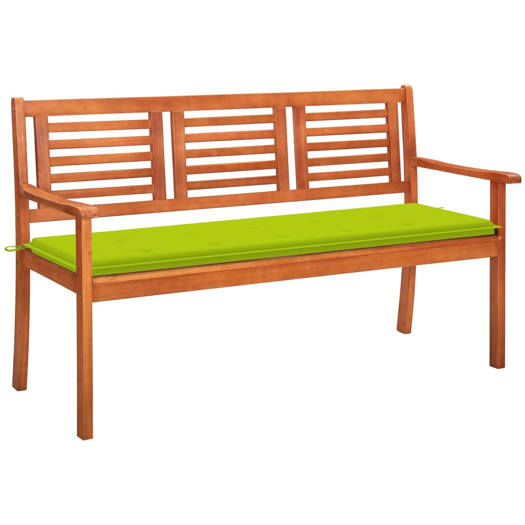 vidaXL 3-os. ławka ogrodowa z poduszką, 150 cm, lity eukaliptus