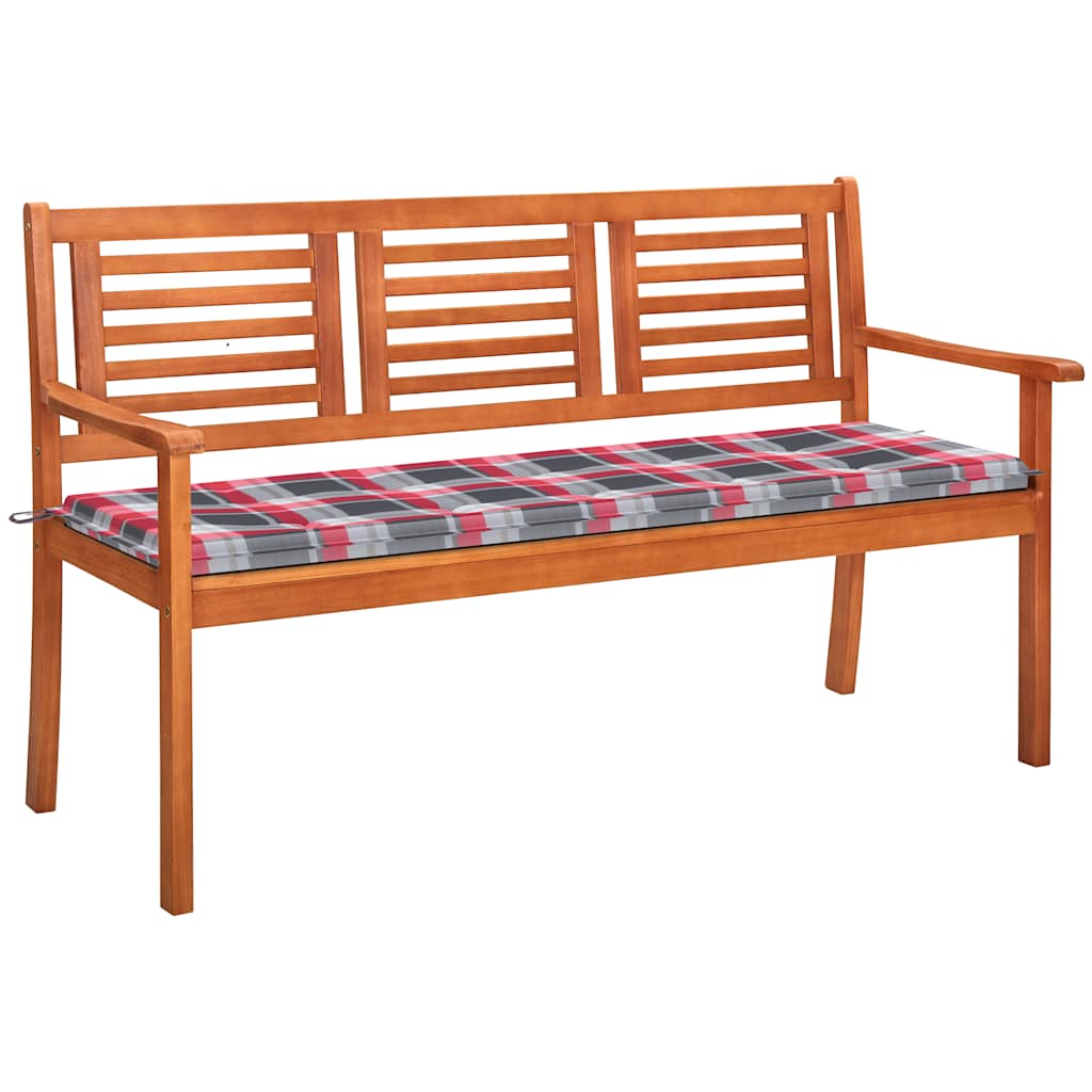 vidaXL 3-os. ławka ogrodowa z poduszką, 150 cm, lity eukaliptus
