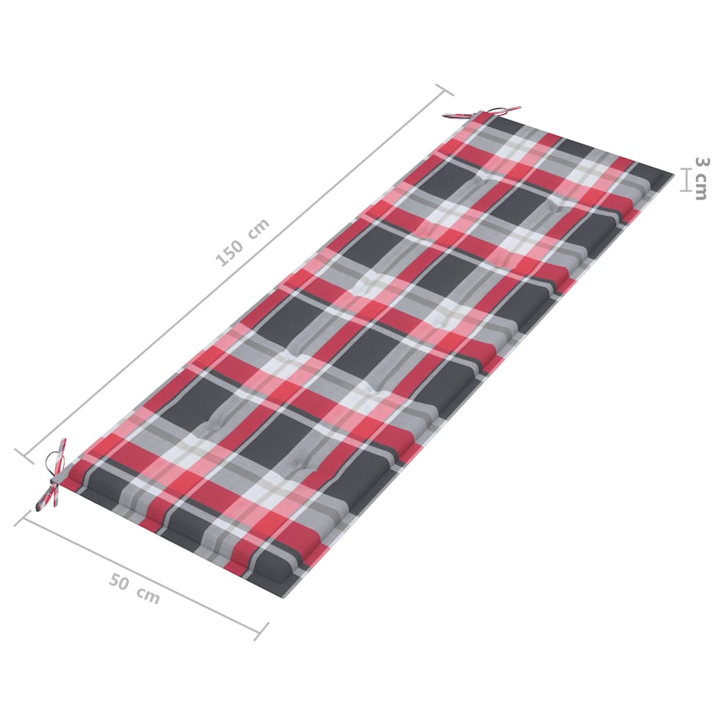 vidaXL 3-os. ławka ogrodowa z poduszką, 150 cm, lity eukaliptus