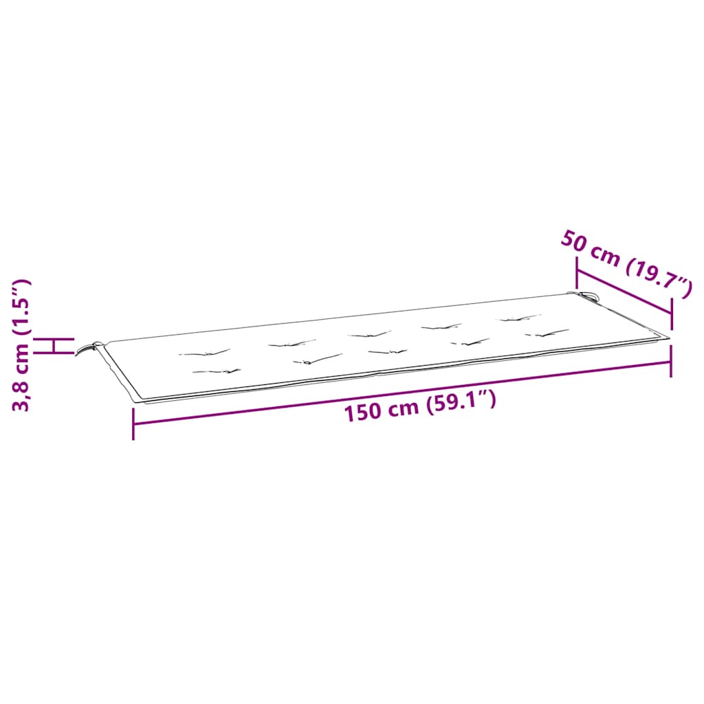 vidaXL 3-os. ławka ogrodowa z poduszką, 150 cm, lity eukaliptus