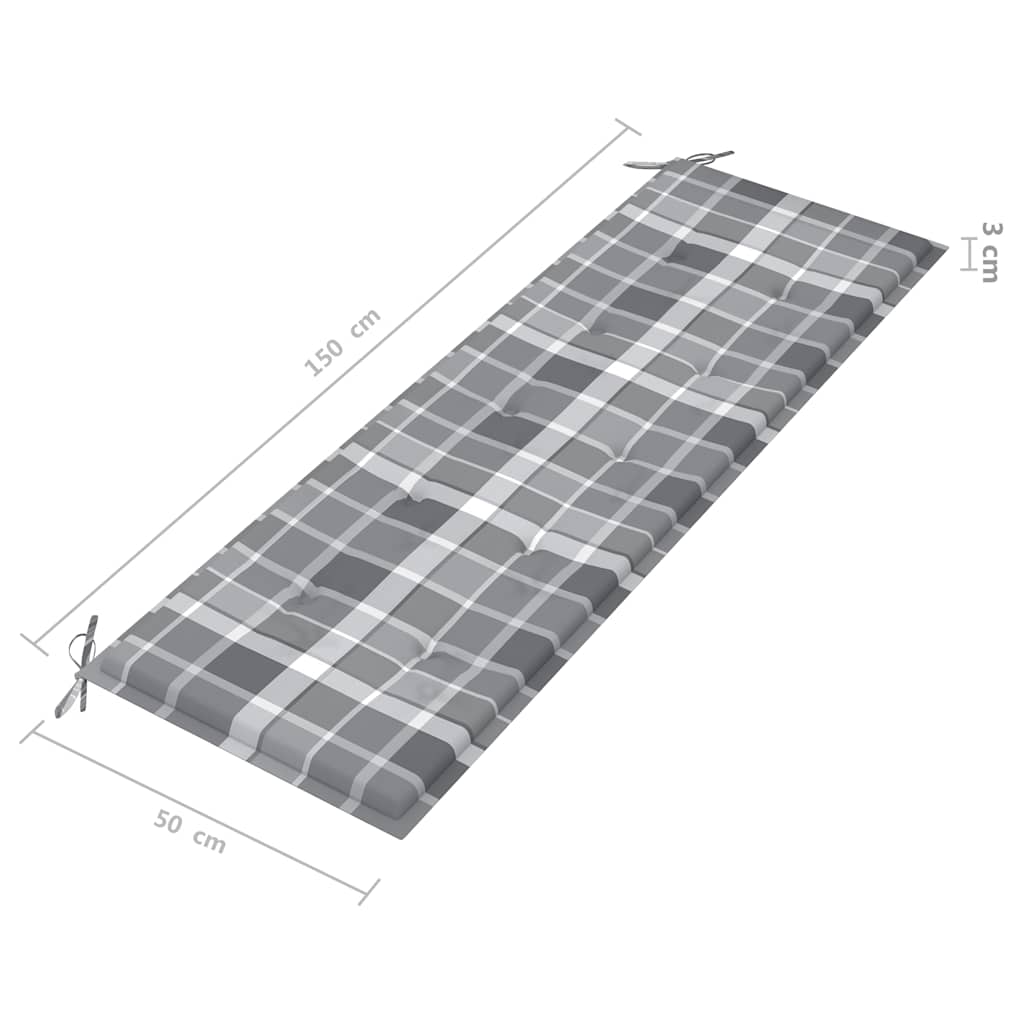 vidaXL 3-os. ławka ogrodowa z poduszką, 150 cm, lity eukaliptus