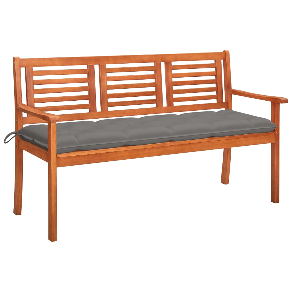 vidaXL 3-os. ławka ogrodowa z poduszką, 150 cm, lity eukaliptus